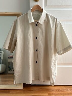 Studio Nicholson Cream Short-Sleeve Button-Up Top